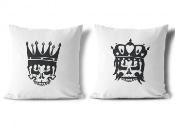 Polštářky KING & QUEEN Skull (cena za oba kusy) | Varianta: 40cm x 40cm (povlaky včetně výplně - kom