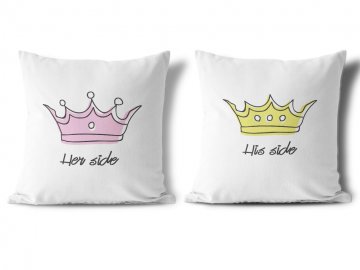 Polštářky KING & QUEEN Crown (cena za oba kusy) | Varianta: 40cm x 40cm (povlaky včetně výplně - kom