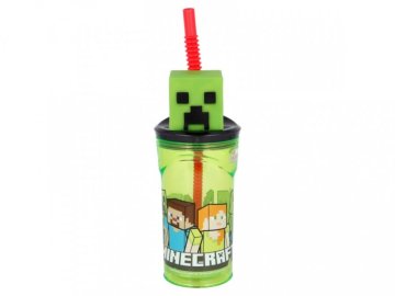 Plastový kelímek Minecraft - 3D s brčkem 360 ml