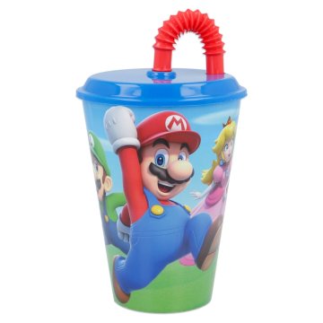 Plastový kelímek pro děti s brčkem Super Mario